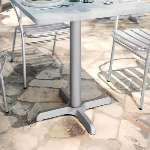 Pied en X pour table de restaurant, 56 x 56 cm, avec colonne de 7,6 cm de diamètre, hauteur standard