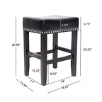 Tabouret de comptoir sans dossier en cuir reconstitué et hévéa de 66 cm