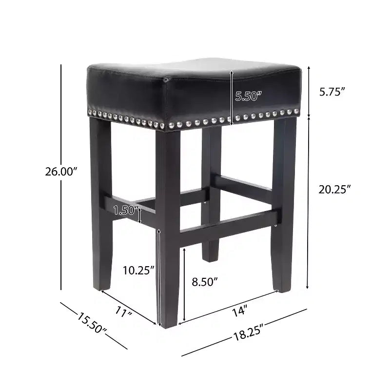 Tabouret de comptoir sans dossier en cuir reconstitué et hévéa de 66 cm