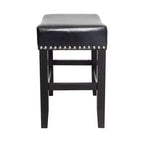 Tabouret de comptoir sans dossier en cuir reconstitué et hévéa de 66 cm