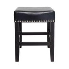 Tabouret de comptoir sans dossier en cuir reconstitué et hévéa de 66 cm