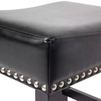Tabouret de comptoir sans dossier en cuir reconstitué et hévéa de 66 cm