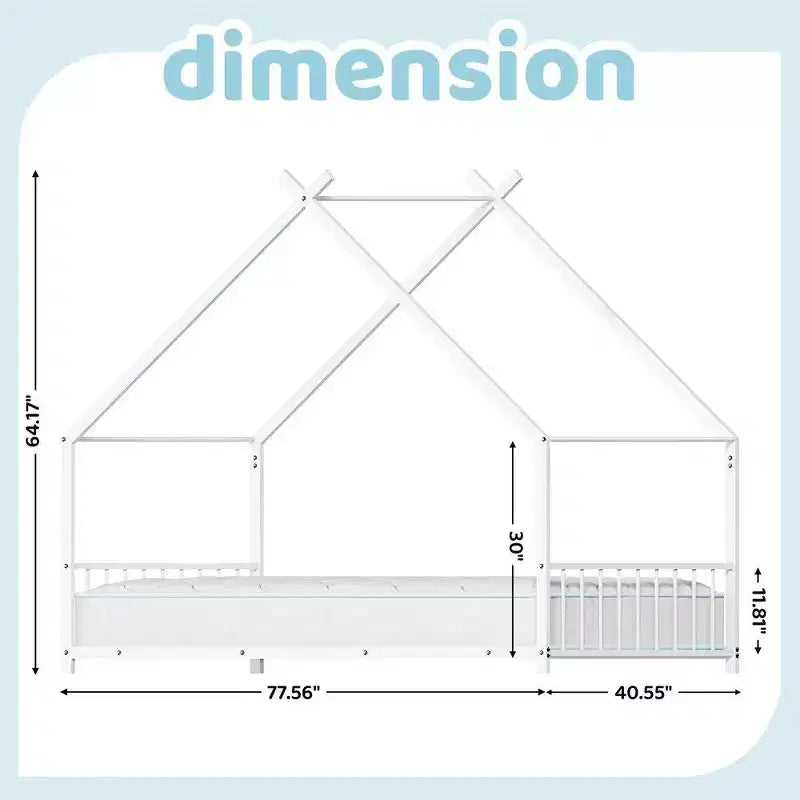 Lit cabane Montessori double en métal pour enfants
