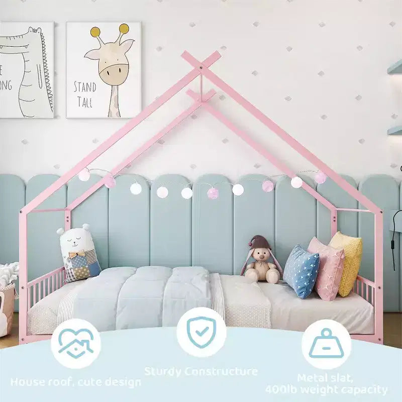 Lit cabane Montessori double en métal pour enfants