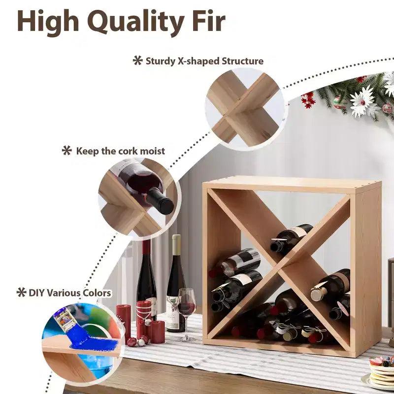 Range-bouteilles modulaire empilable 24 bouteilles, support à vin en bois autonome, étagère de rangement pour bar, cave, cuisine
