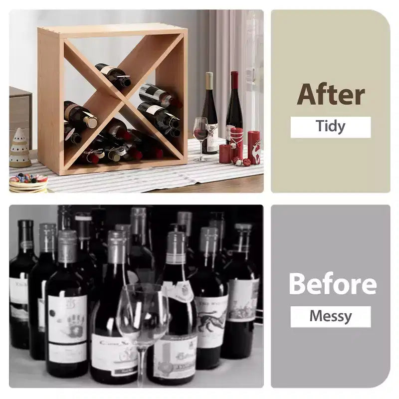 Range-bouteilles modulaire empilable 24 bouteilles, support à vin en bois autonome, étagère de rangement pour bar, cave, cuisine