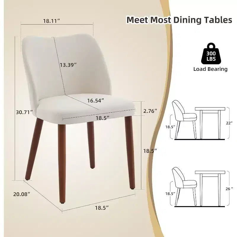 Chaise de salle à manger, chaise de cuisine rembourrée en lin avec pieds en bois massif, dossier à oreilles, pour salle à manger, salon