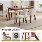 Chaise de salle à manger, chaise de cuisine rembourrée en lin avec pieds en bois massif, dossier à oreilles, pour salle à manger, salon
