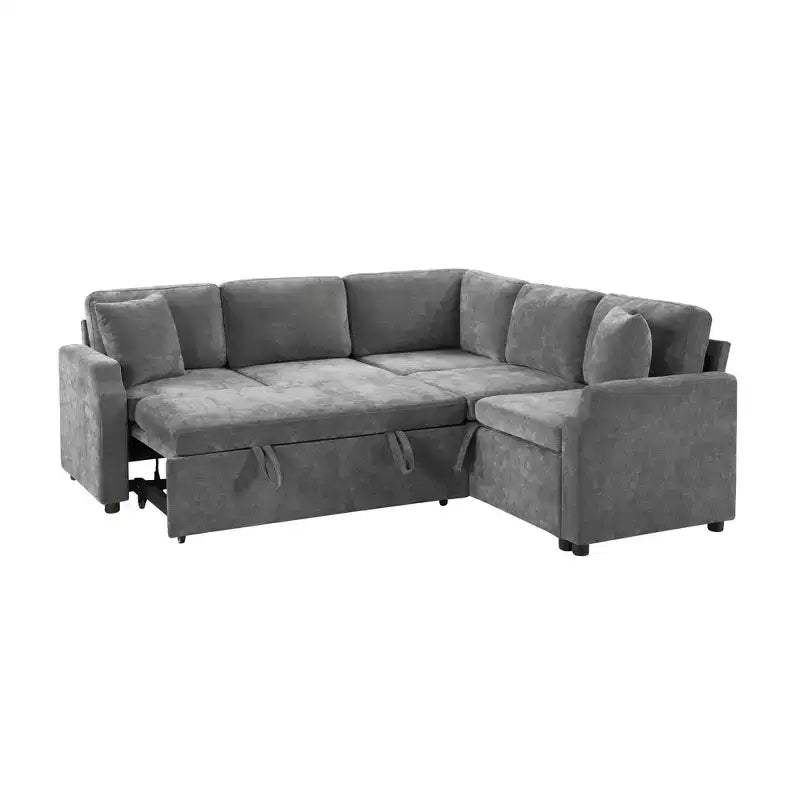 Canapé d'angle convertible avec lit gigogne et rangement intégré