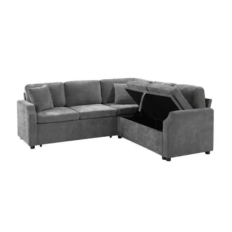 Canapé d'angle convertible avec lit gigogne et rangement intégré