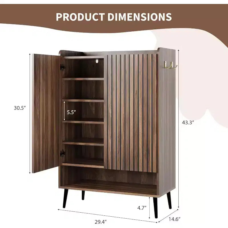 Meuble à chaussures, grand meuble de rangement pour chaussures d'entrée à 6 niveaux avec 3 portes et étagères réglables, organisateur de chaussures autoportant pour couloir, entrée