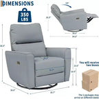 Fauteuil inclinable électrique pivotant et coulissant, fauteuil à bascule de salon rembourré avec accoudoirs incurvés et dossier rembourré pour chambre à coucher