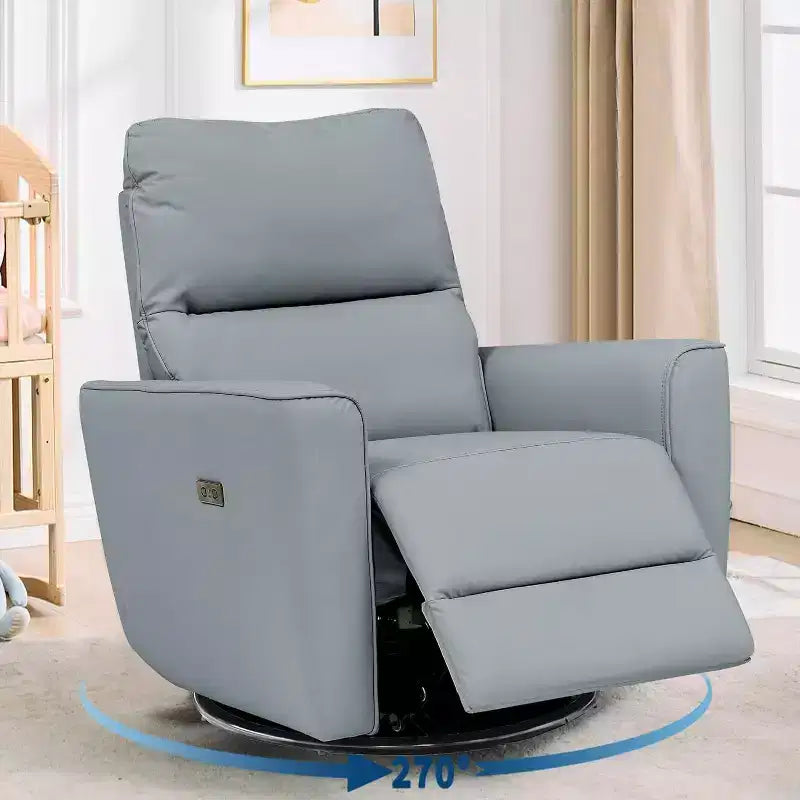 Fauteuil inclinable électrique pivotant et coulissant, fauteuil à bascule de salon rembourré avec accoudoirs incurvés et dossier rembourré pour chambre à coucher