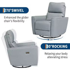 Fauteuil inclinable électrique pivotant et coulissant, fauteuil à bascule de salon rembourré avec accoudoirs incurvés et dossier rembourré pour chambre à coucher