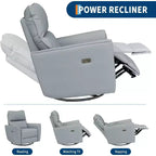 Fauteuil inclinable électrique pivotant et coulissant, fauteuil à bascule de salon rembourré avec accoudoirs incurvés et dossier rembourré pour chambre à coucher