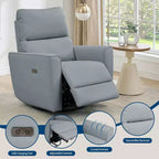 Fauteuil inclinable électrique pivotant et coulissant, fauteuil à bascule de salon rembourré avec accoudoirs incurvés et dossier rembourré pour chambre à coucher