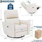 Fauteuil inclinable électrique pivotant et coulissant, fauteuil à bascule de salon rembourré avec accoudoirs incurvés et dossier rembourré pour chambre à coucher