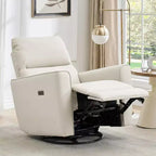 Fauteuil inclinable électrique pivotant et coulissant, fauteuil à bascule de salon rembourré avec accoudoirs incurvés et dossier rembourré pour chambre à coucher