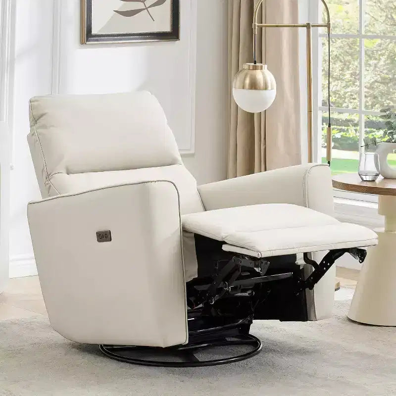 Fauteuil inclinable électrique pivotant et coulissant, fauteuil à bascule de salon rembourré avec accoudoirs incurvés et dossier rembourré pour chambre à coucher