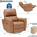 Fauteuil inclinable électrique pivotant et coulissant, fauteuil à bascule de salon rembourré avec accoudoirs incurvés et dossier rembourré pour chambre à coucher