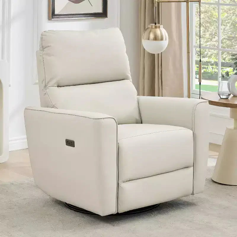 Fauteuil inclinable électrique pivotant et coulissant, fauteuil à bascule de salon rembourré avec accoudoirs incurvés et dossier rembourré pour chambre à coucher