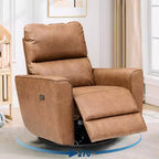 Fauteuil inclinable électrique pivotant et coulissant, fauteuil à bascule de salon rembourré avec accoudoirs incurvés et dossier rembourré pour chambre à coucher