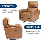 Fauteuil inclinable électrique pivotant et coulissant, fauteuil à bascule de salon rembourré avec accoudoirs incurvés et dossier rembourré pour chambre à coucher