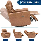 Fauteuil inclinable électrique pivotant et coulissant, fauteuil à bascule de salon rembourré avec accoudoirs incurvés et dossier rembourré pour chambre à coucher