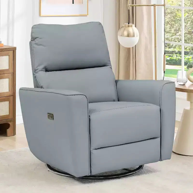 Fauteuil inclinable électrique pivotant et coulissant, fauteuil à bascule de salon rembourré avec accoudoirs incurvés et dossier rembourré pour chambre à coucher