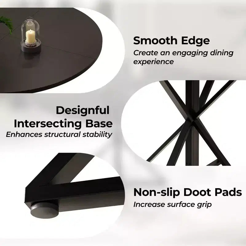 Table basse ronde en bois de 120 cm avec piédestal en métal et plateau en 4 parties, peu encombrante pour la cuisine ou la maison