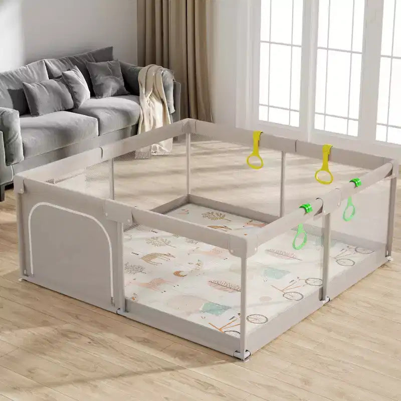 Parc pour bébé avec tapis 150 x 150 cm, Centre d'activités intérieur et extérieur, Clôture de sécurité pour bébé