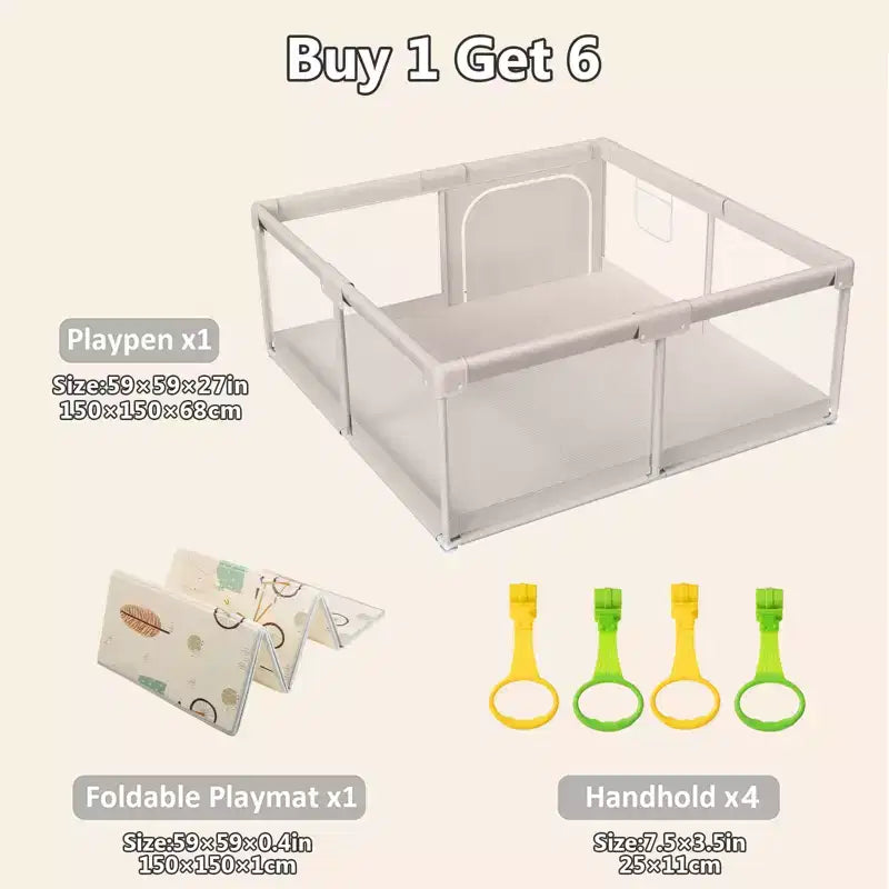 Parc pour bébé avec tapis 150 x 150 cm, Centre d'activités intérieur et extérieur, Clôture de sécurité pour bébé