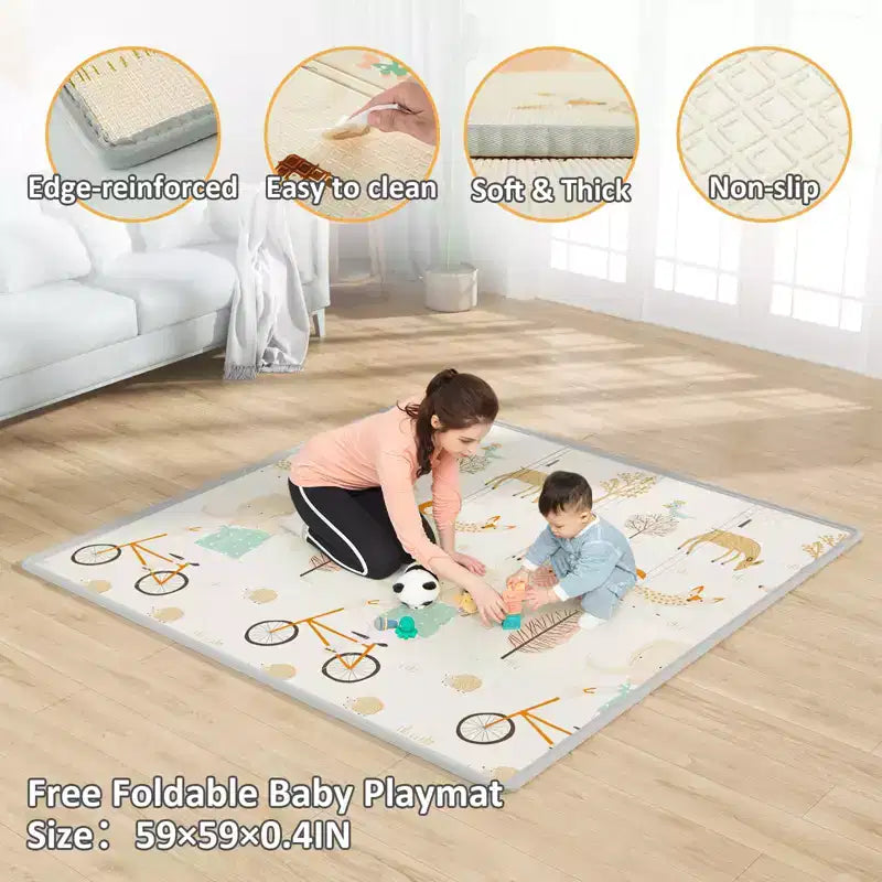 Parc pour bébé avec tapis 150 x 150 cm, Centre d'activités intérieur et extérieur, Clôture de sécurité pour bébé