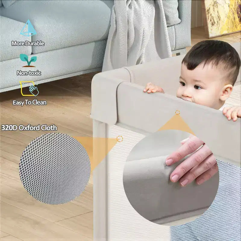 Parc pour bébé avec tapis 150 x 150 cm, Centre d'activités intérieur et extérieur, Clôture de sécurité pour bébé