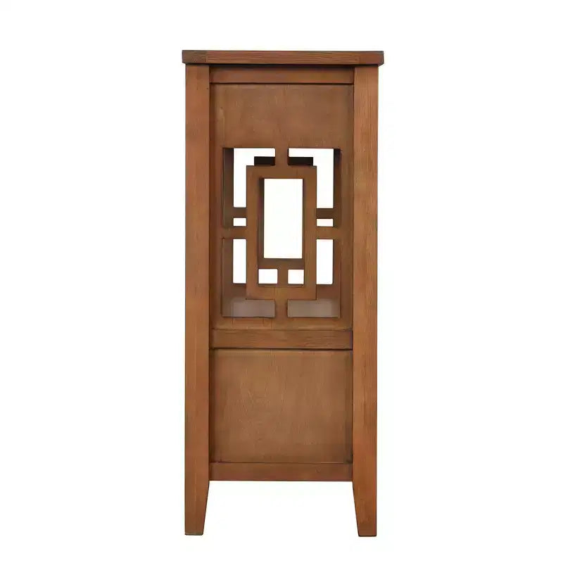 Console en bois massif de style vintage avec 4 tiroirs et une étagère ouverte