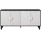 Meuble de rangement avec porte sculptée, buffet d'entrée avec poignées en métal pour salon