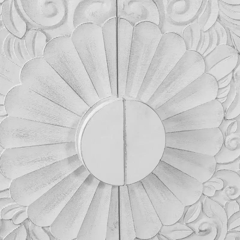 Meuble de rangement avec porte sculptée, buffet d'entrée avec poignées en métal pour salon