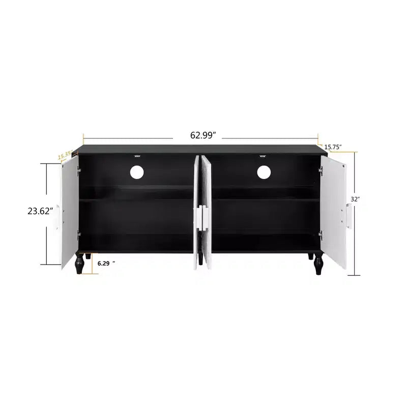 Meuble de rangement avec porte sculptée, buffet d'entrée avec poignées en métal pour salon