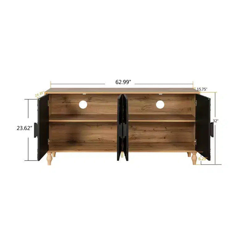 Meuble de rangement avec porte sculptée, buffet d'entrée avec poignées en métal pour salon