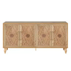 Meuble de rangement avec porte sculptée, buffet d'entrée avec poignées en métal pour salon