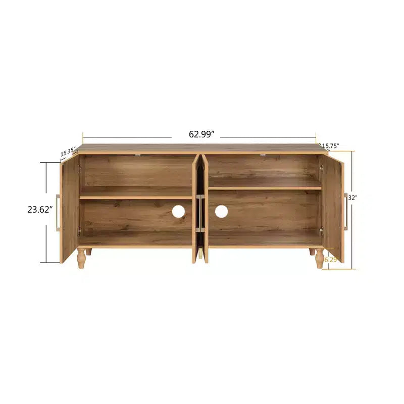 Meuble de rangement avec porte sculptée, buffet d'entrée avec poignées en métal pour salon