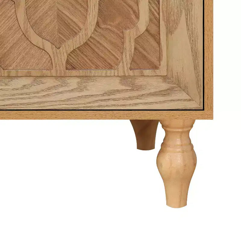 Meuble de rangement avec porte sculptée, buffet d'entrée avec poignées en métal pour salon
