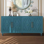 Meuble de rangement avec porte sculptée, buffet d'entrée avec poignées en métal pour salon