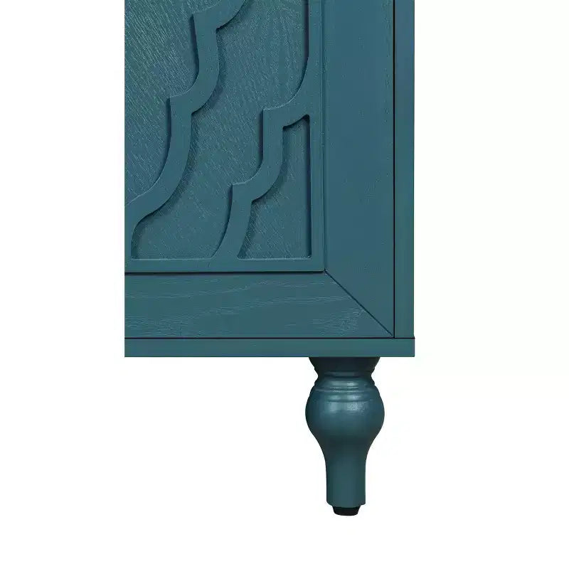Meuble de rangement avec porte sculptée, buffet d'entrée avec poignées en métal pour salon