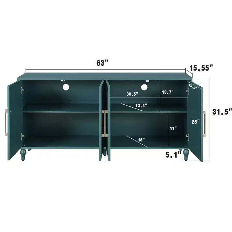 Meuble de rangement avec porte sculptée, buffet d'entrée avec poignées en métal pour salon
