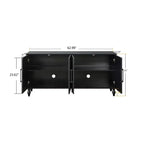 Meuble de rangement avec porte sculptée, buffet d'entrée avec poignées en métal pour salon