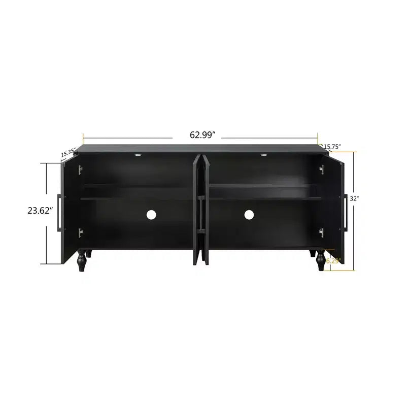 Meuble de rangement avec porte sculptée, buffet d'entrée avec poignées en métal pour salon