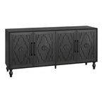 Meuble de rangement avec porte sculptée, buffet d'entrée avec poignées en métal pour salon
