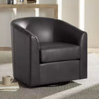 Fauteuil pivotant en similicuir gris foncé 30 3/4 po de large Barrel