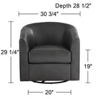Fauteuil pivotant en similicuir gris foncé 30 3/4 po de large Barrel